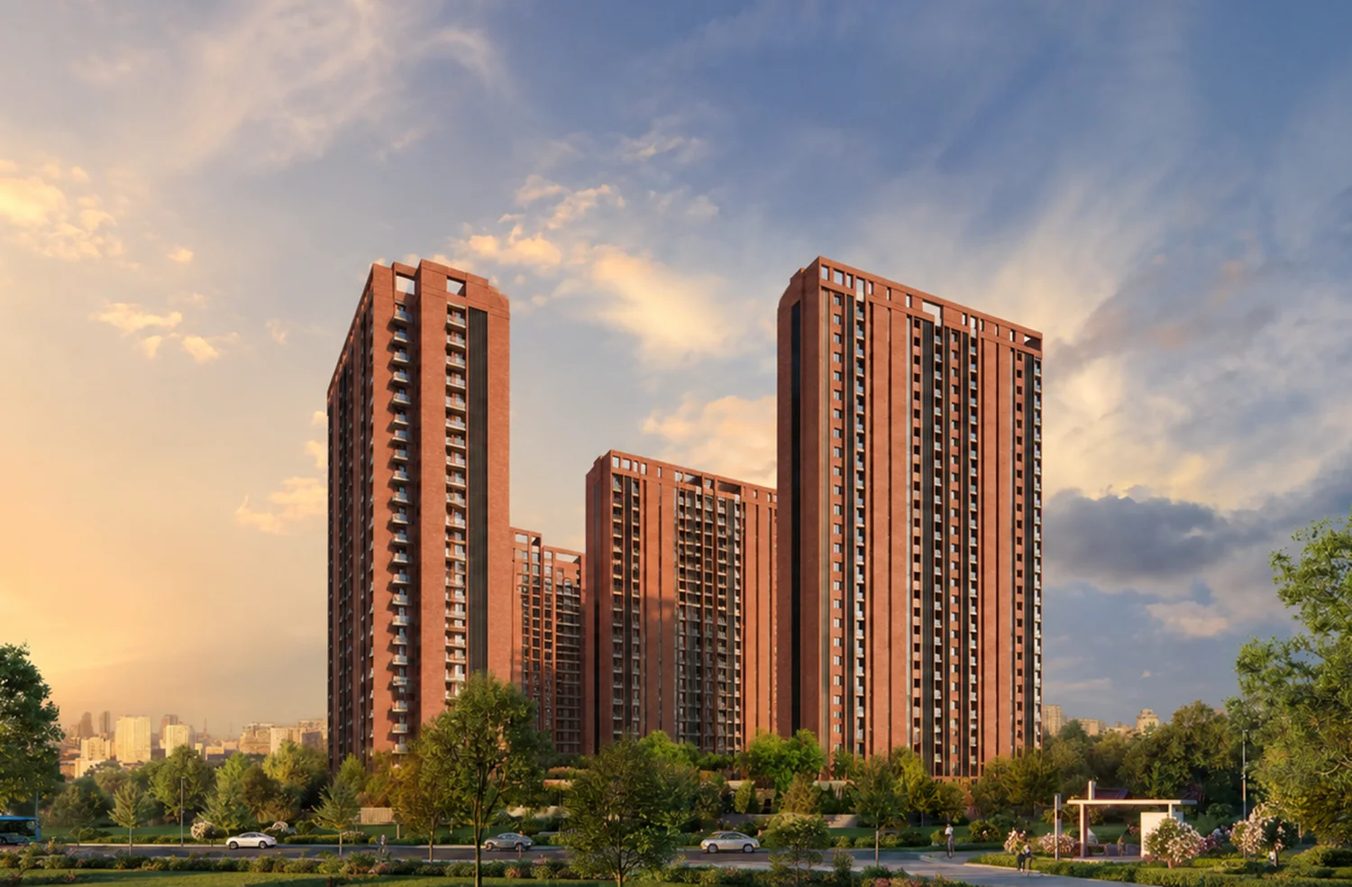 Wonderise Zoyaa towers at sunset